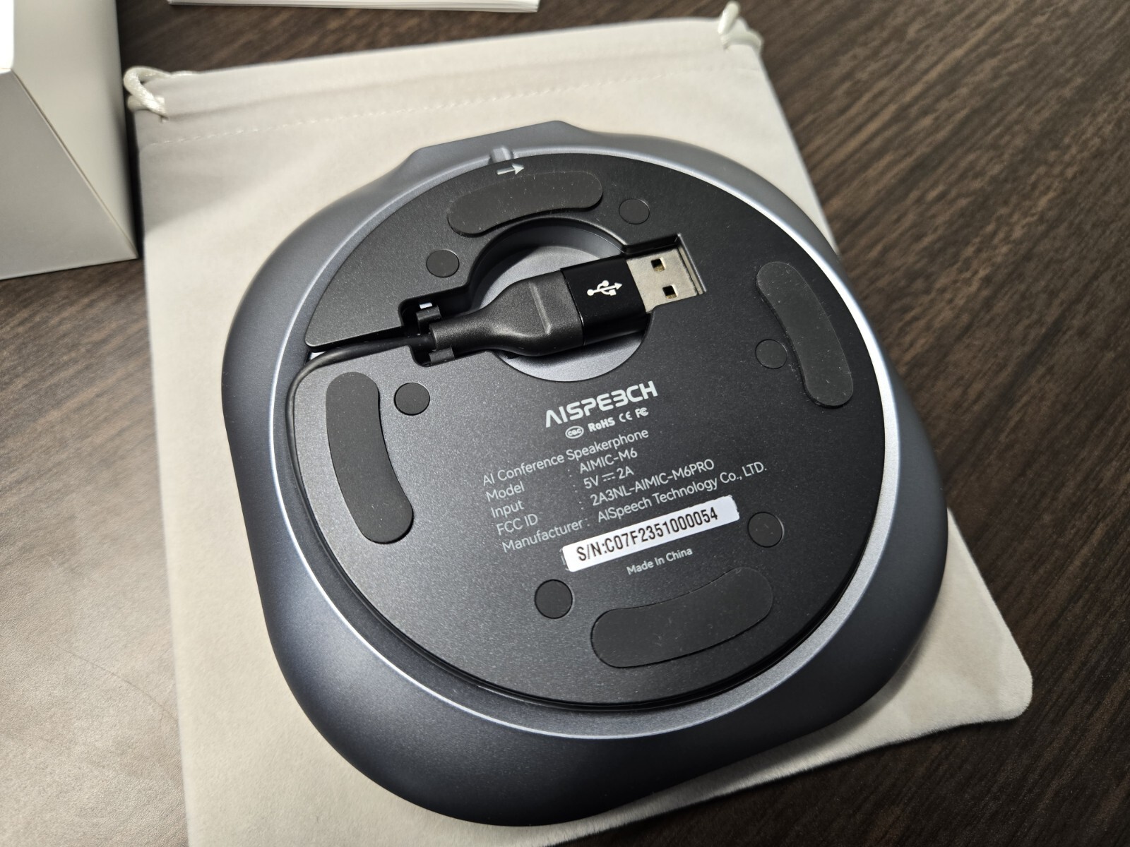AISPEECH Bluetooth Conference Speakerphone M6 Conference Microphone with AI N...
