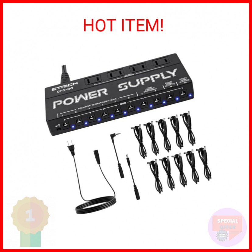 STRICH SPS-20 Guitar Power Supply 10 Independent DC Output for 9V/12V/18V Effect