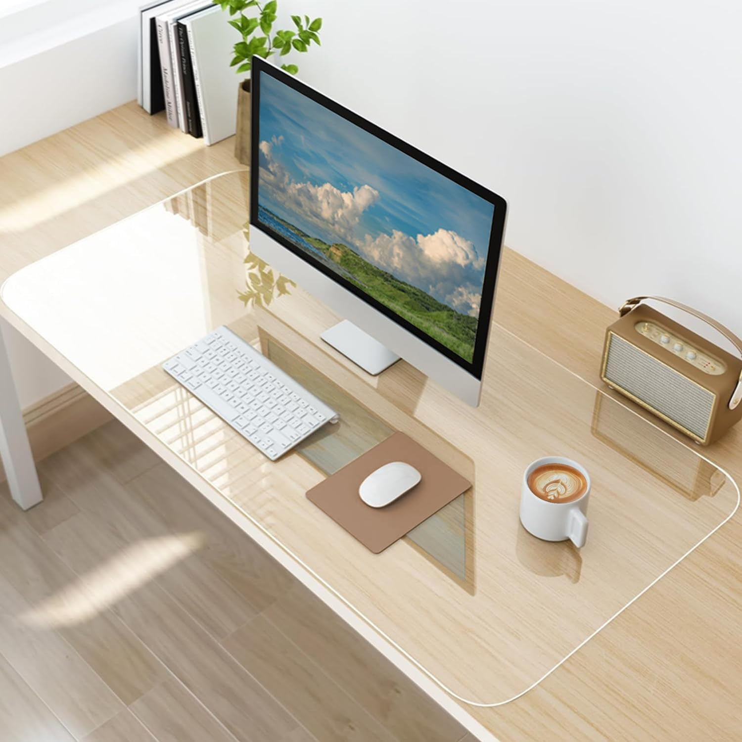 Clear Desk Mat, Non-Slip PVC Desk Protector Mat with round Edge, Heat Resistant
