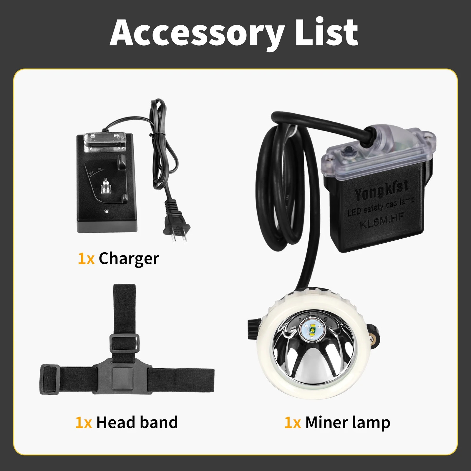 Rechargeable Mining Headlight 1+2 LED Superbright Mining Headlamp Hard Hat Lamp