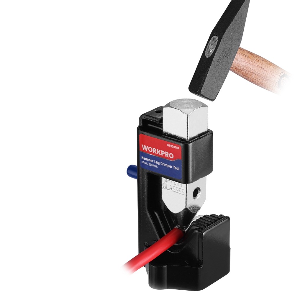 WORKPRO Battery Audio Weld Cables Hammer Crimper Wire Terminal Lug Crimping Tool
