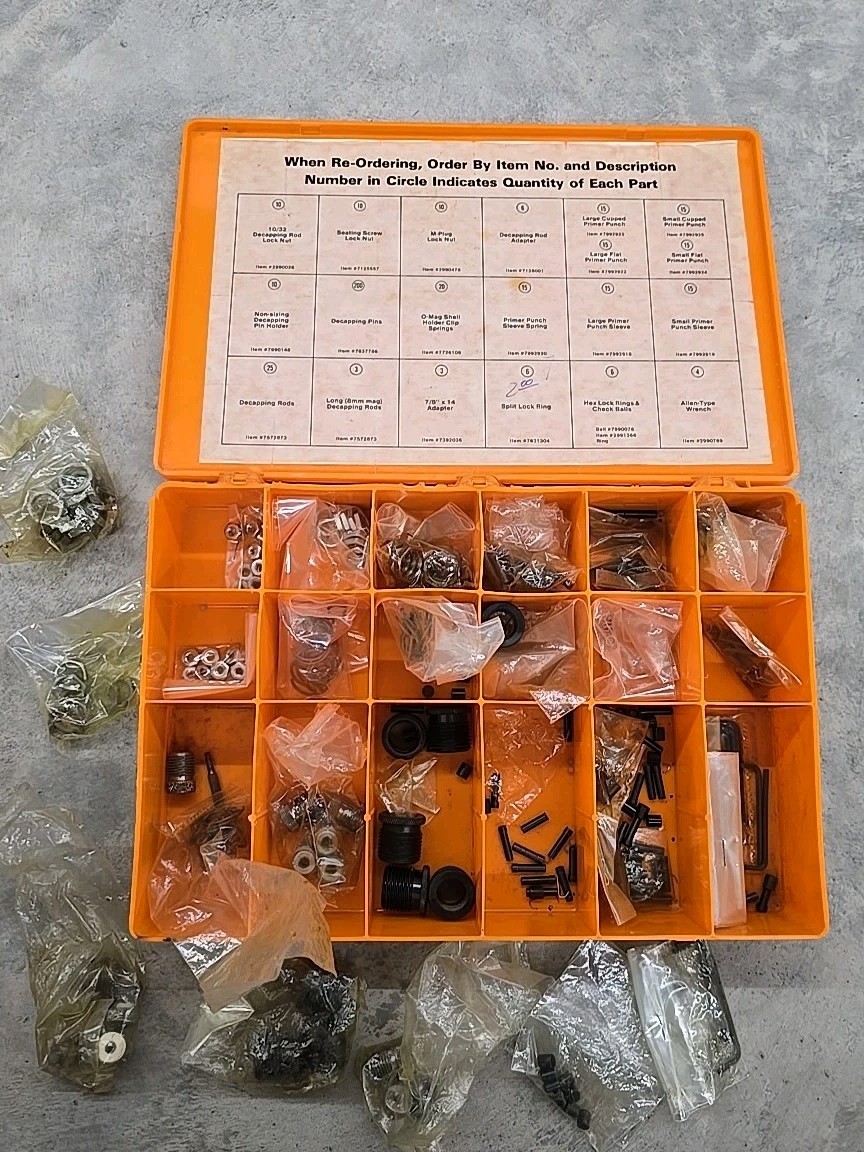 LYMAN RELOADING CENTER DIE & PRESS PARTS KIT OVER 100+ PEICES NOS LOCK NUTS