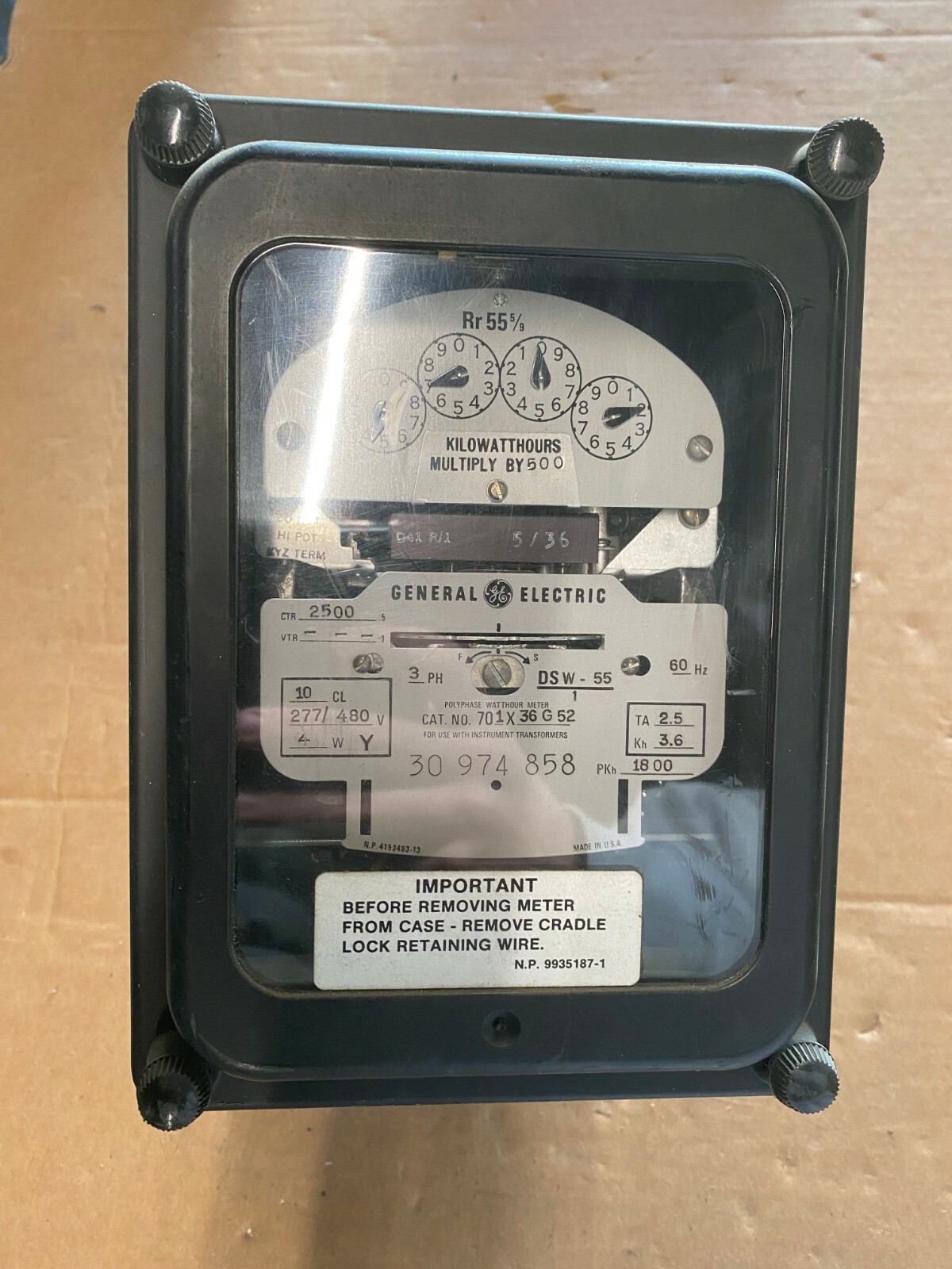 701X36G52 GE Kilowatt Hour Meter Type DSW55