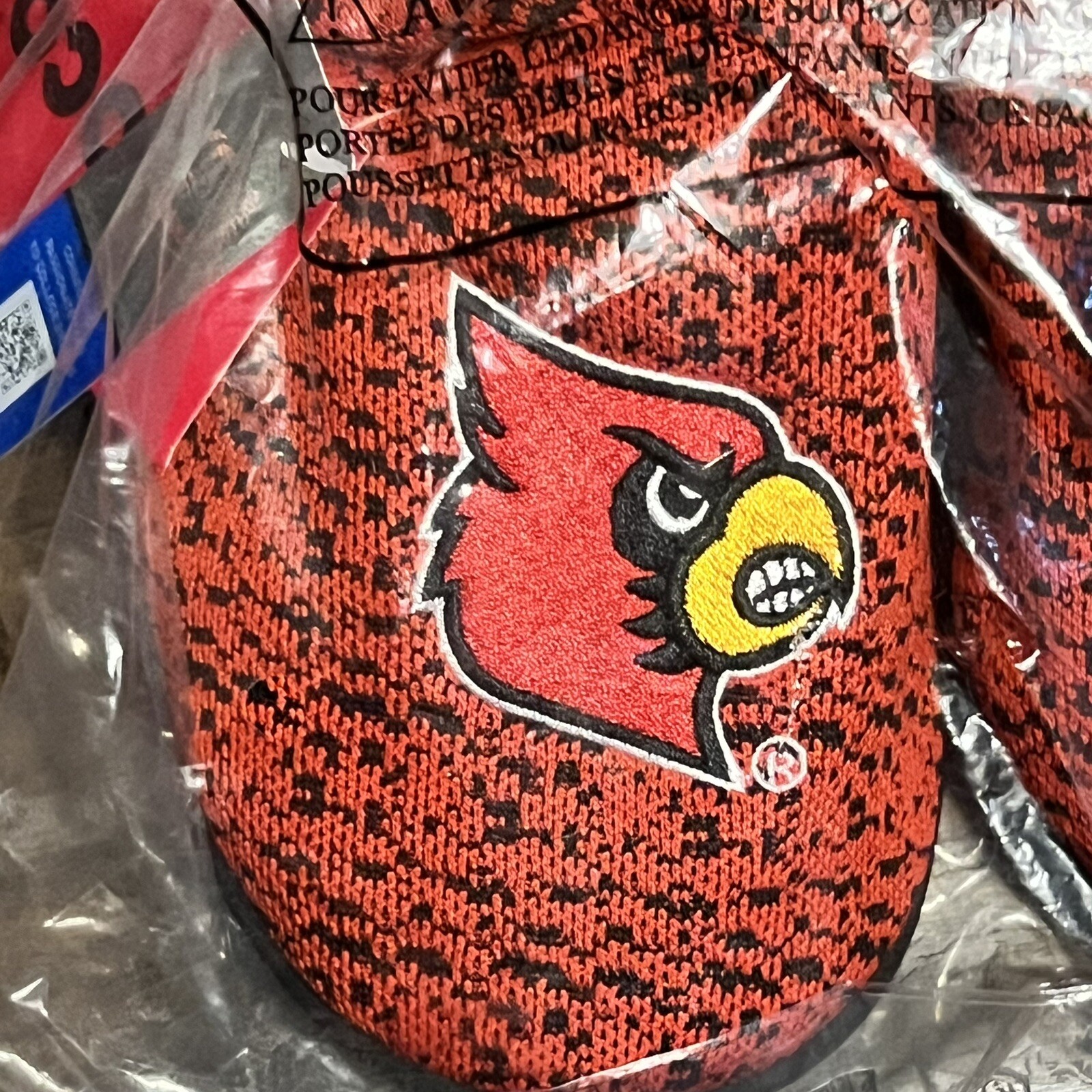 FOCO Men's NCAA College Poly Knit Cup Sole Slippers Louisville Cardinals Sz 9-10