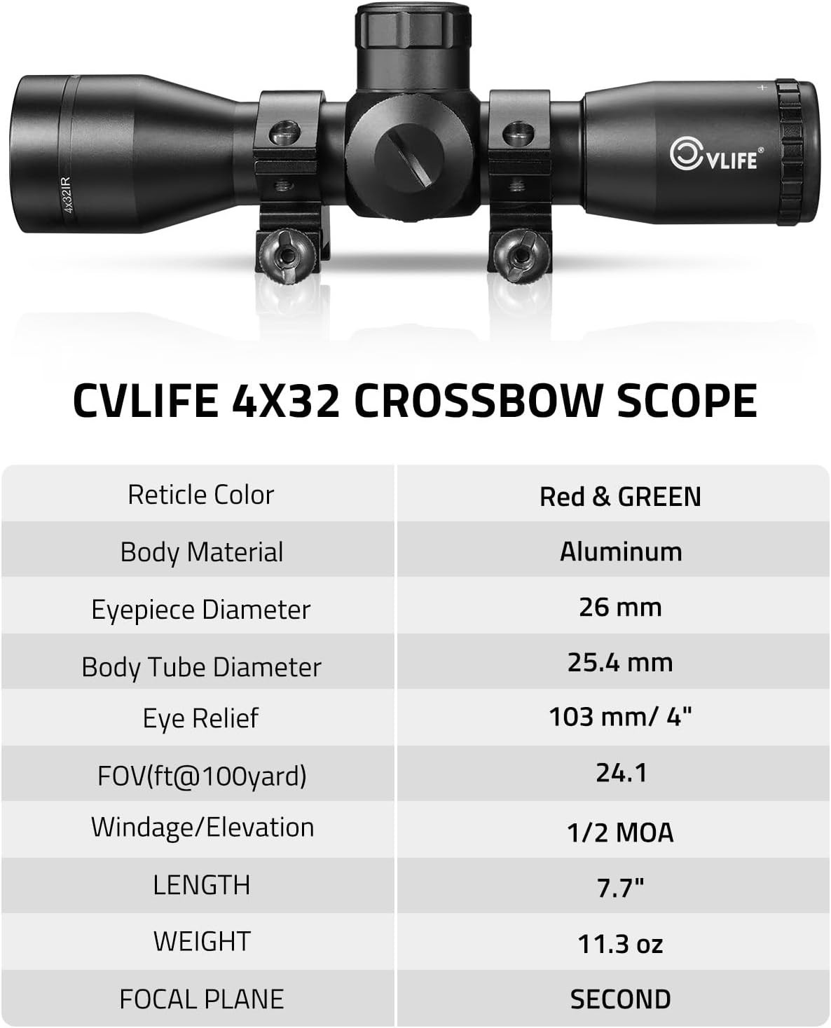 Crossbow Scope, Red Green Illuminated Compact Crossbow Scopes for Hunting 20-...