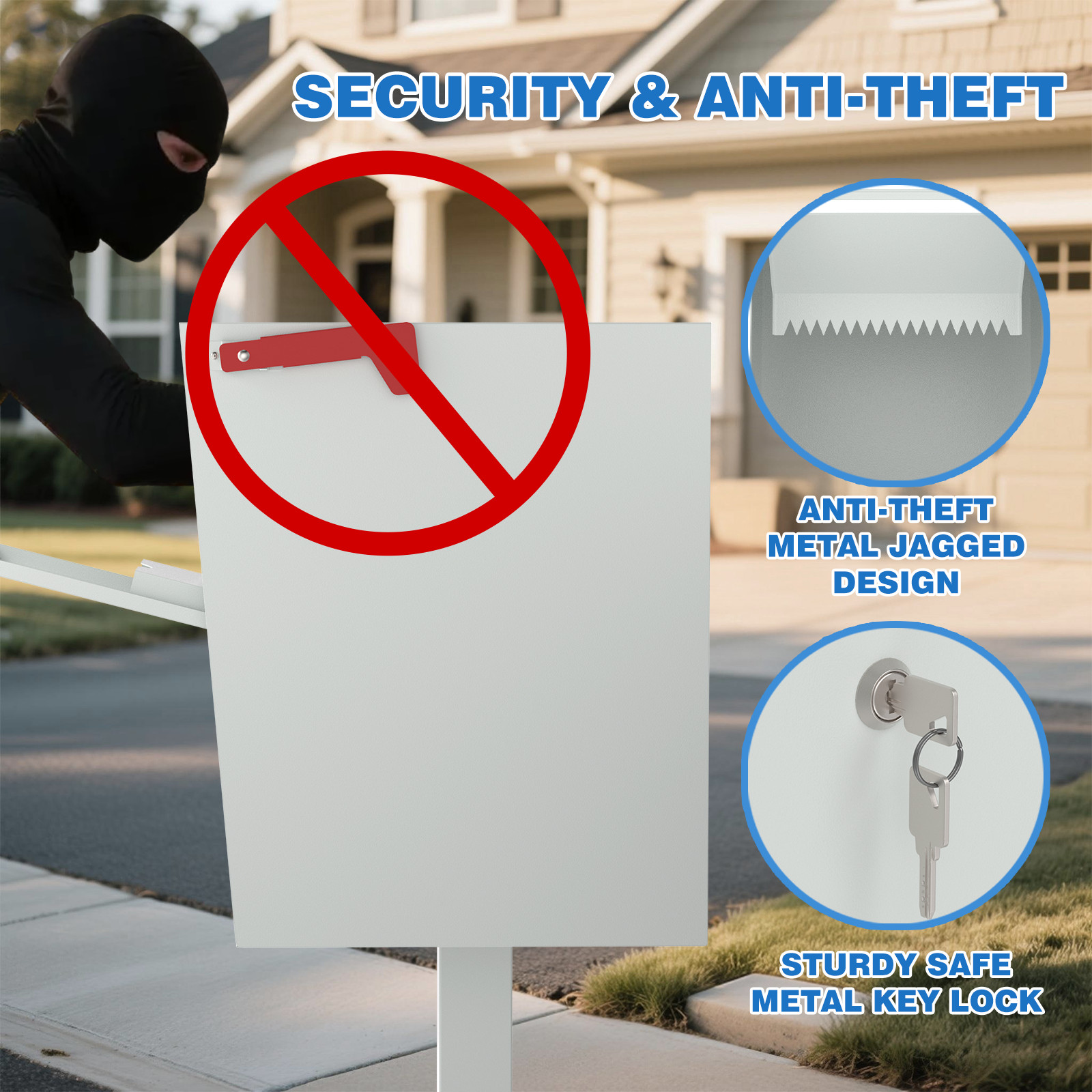 Curbside Locking Mailbox for Packages Large Street Mailbox for Outside with Post