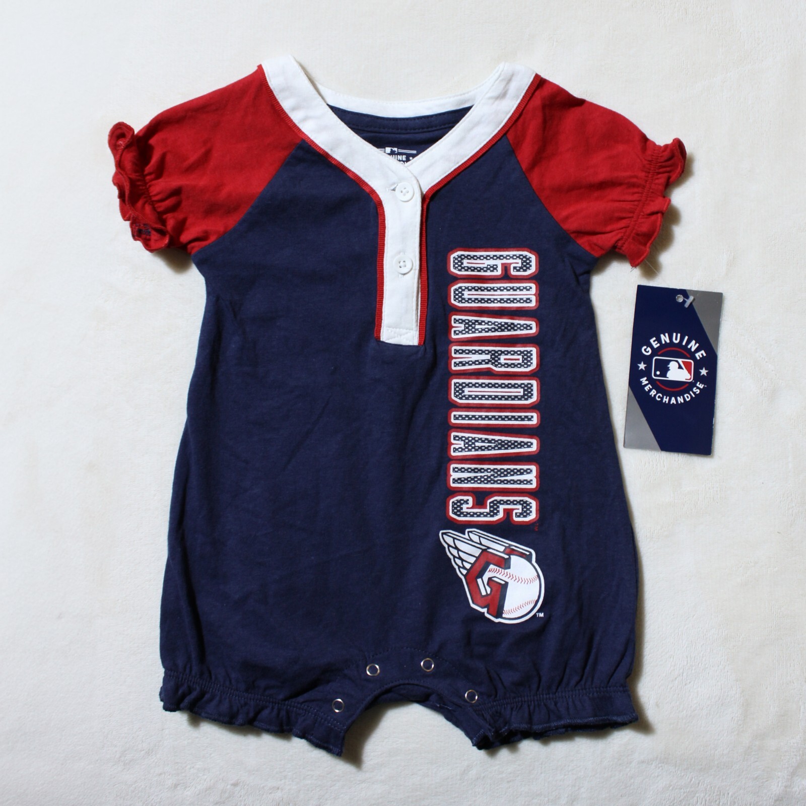 MLB Cleveland Guardians Baby Infant One Piece Bodysuit 0-3 M, 3-6 M, 12 M, 18 M