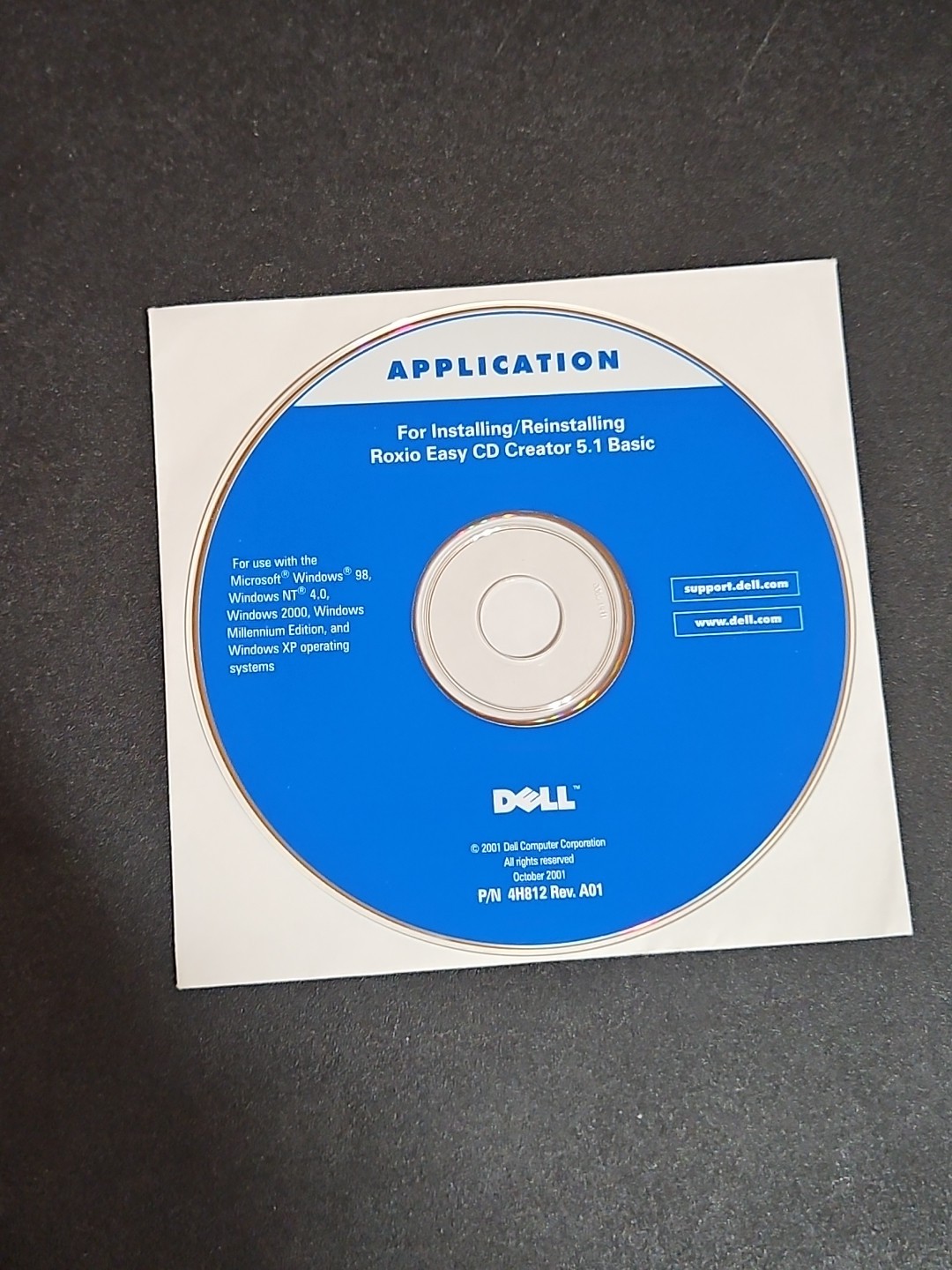 Dell Software CD For Installing & Reinstalling Roxio Easy CD Creator 5.1 Basic