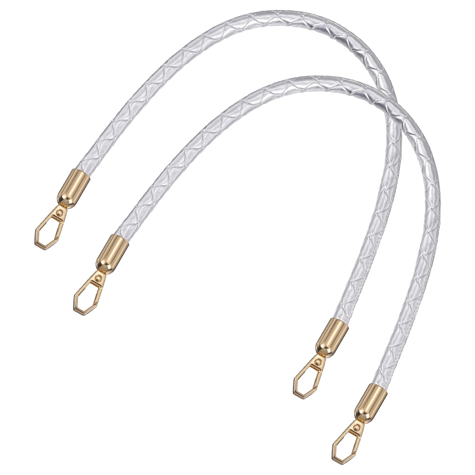 2Pcs Leather Purse Strap 45cm 17.7" Braided Purse Strap Handle Silver
