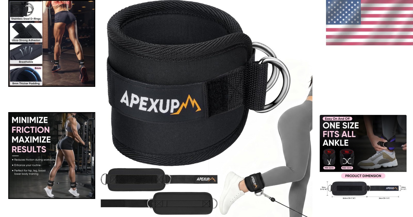 Neoprene Ankle Strap with Adjustable Fit for Cable Machine Workouts