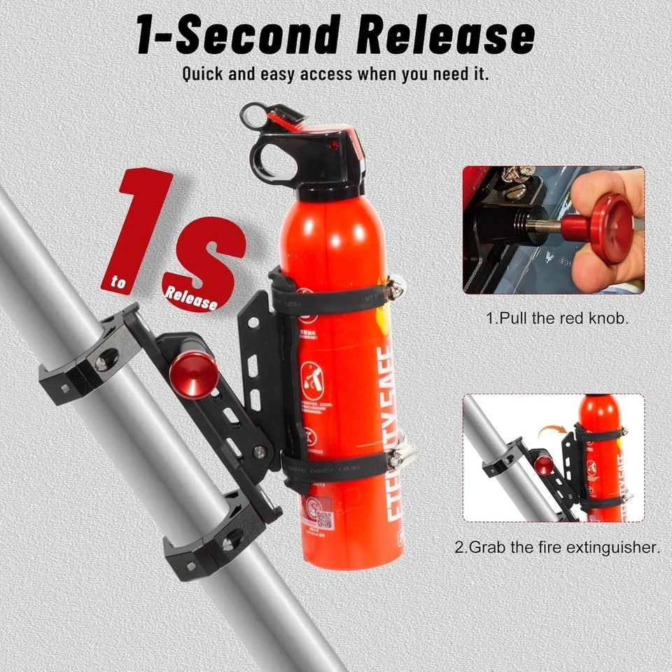 UTV Fire Extinguisher with Mount Kit- Quick Release Roll Bar For Any Vehicle