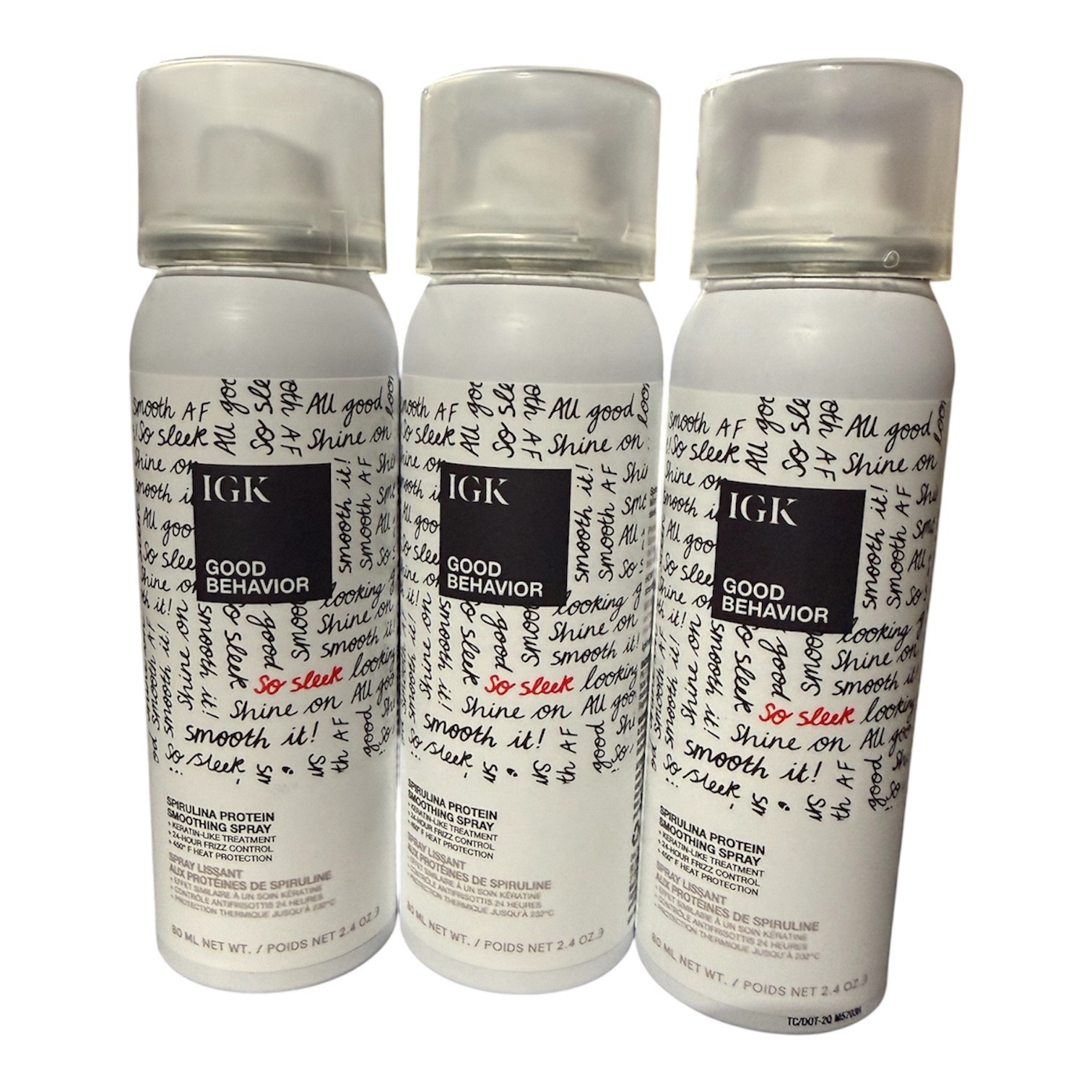 3 Pack IGK Good Behavior Spirulina Protein Travel Spray 2.4oz Heat Protect