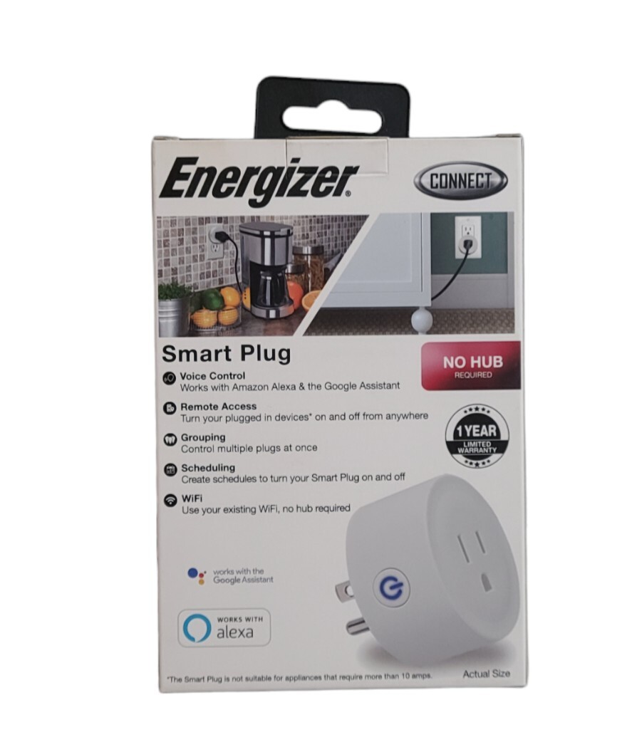 Energizer Connect Smart Wi-Fi Plug with Voice Control Remote Access Scheduling