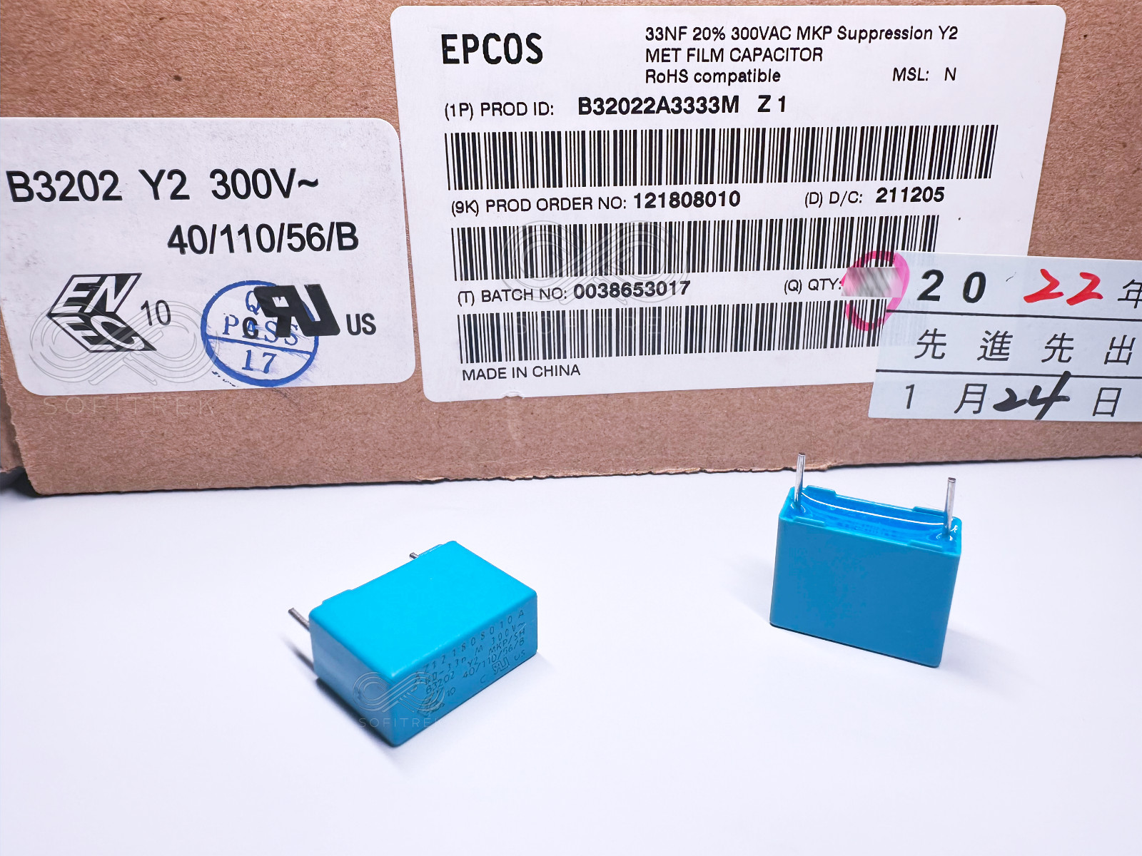 10X B32022A3333M EPCOS MKP Y2 0.033uF 33nF 300VAC 1.5KV Safety Capacitor PP Film