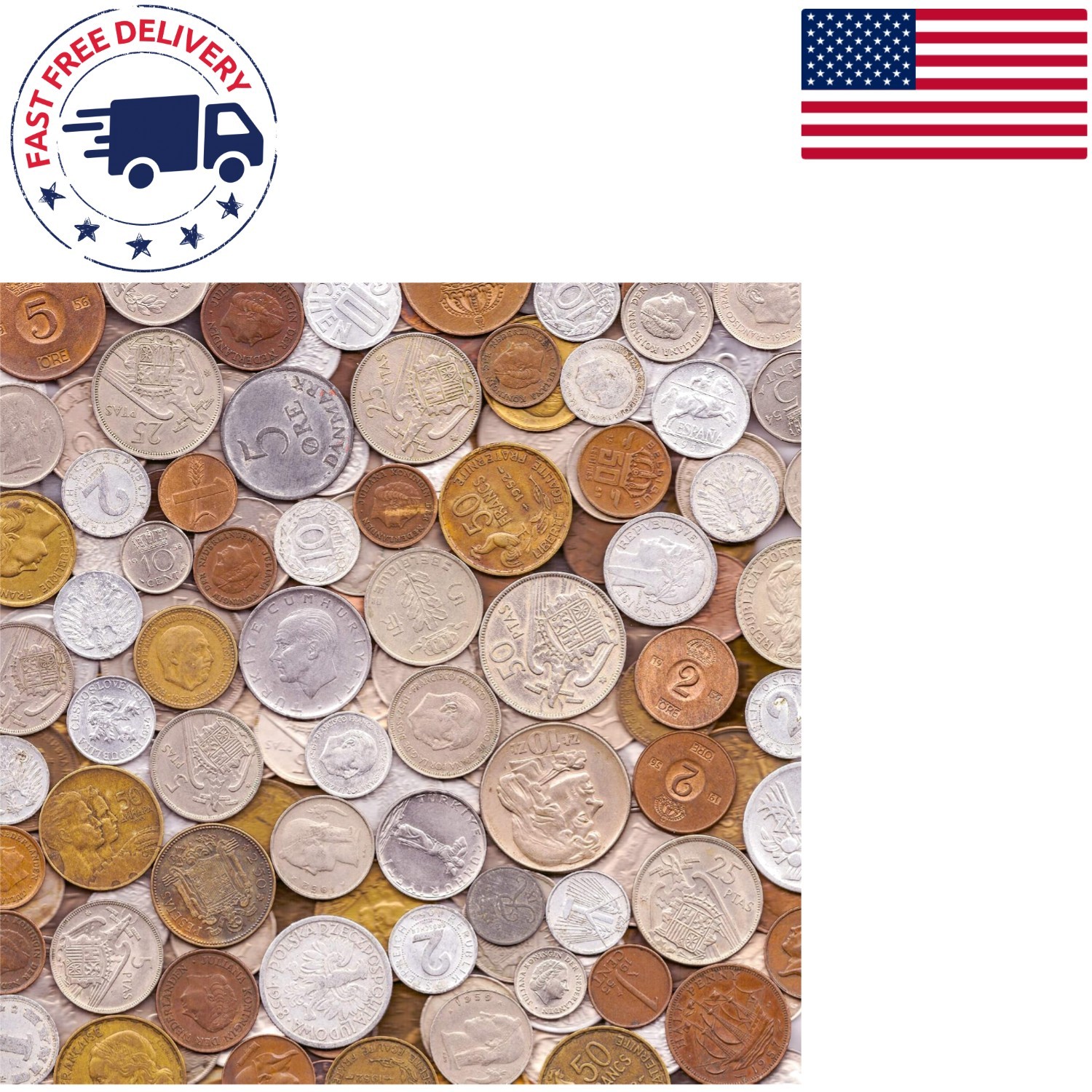 Numismatic Treasure: 10 Old International Coins from the 1950s - Elegant Gift