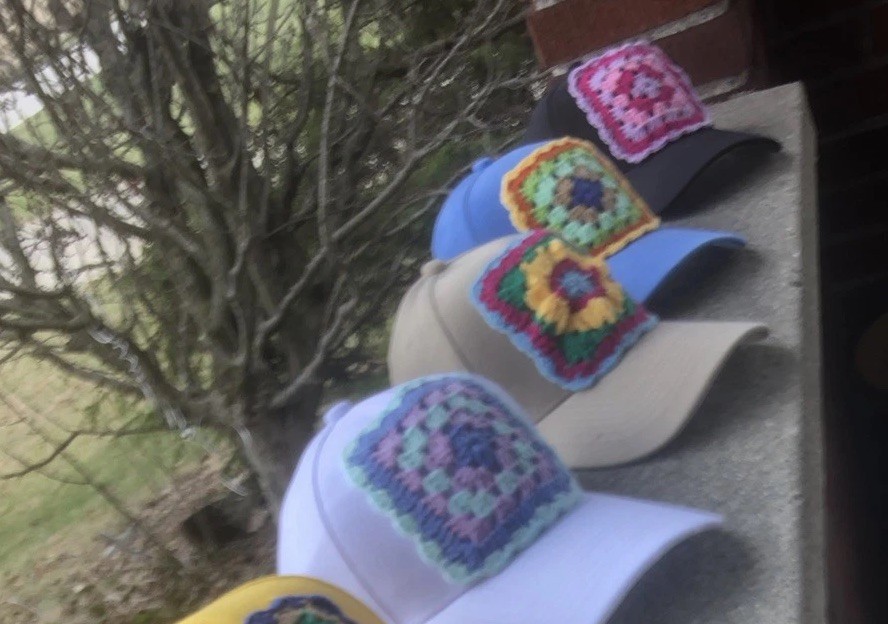 Crochet Granny Square Spring Floral Adjustable Hat New One Of A Kind