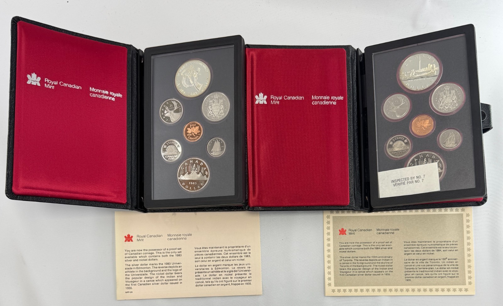 1983 + 1984 Canadian Double Dollar 7-Coin Sets Silver Dollars Edmonton + Toronto