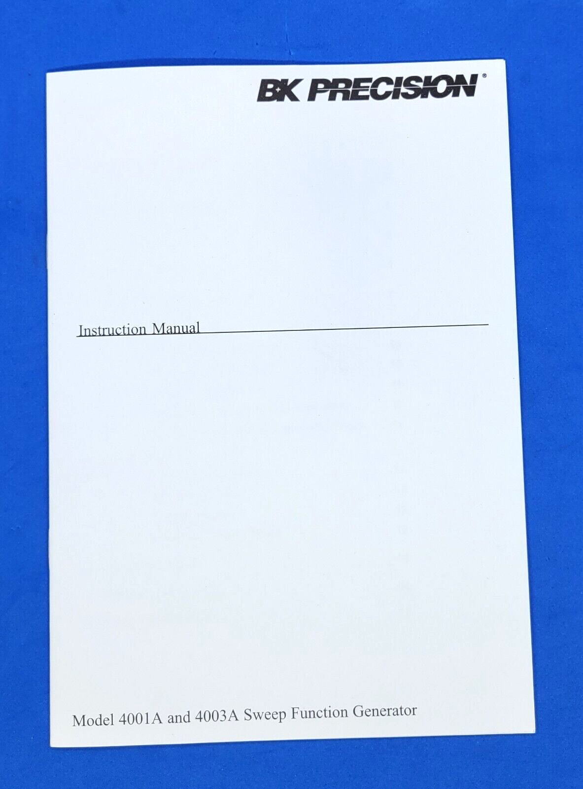 BK Precision Model 4001A and 4003A Sweep Function Generator User Manual