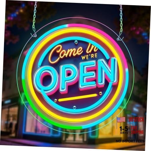 Neon Open Sign for Business, 13 * 13'' Colorful Adjustable Brightness Come in