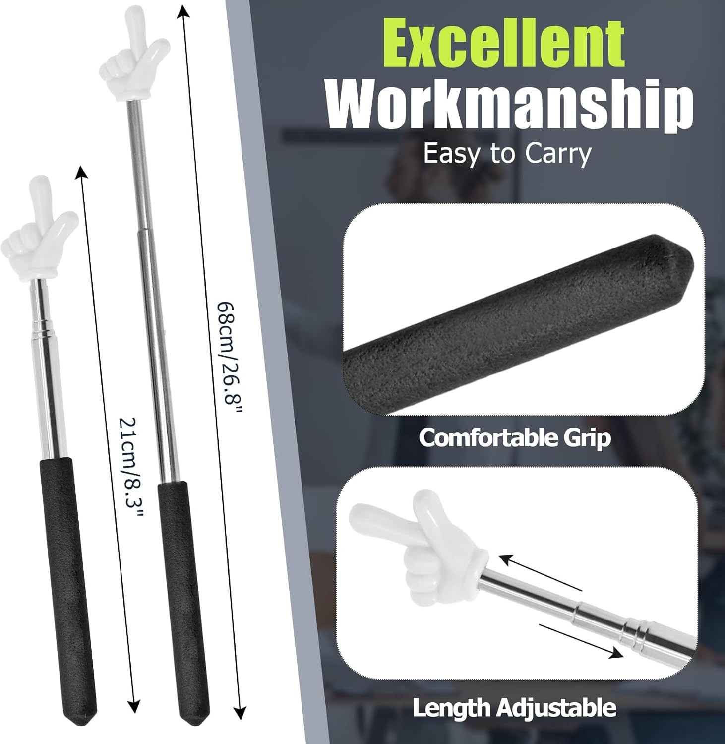 Bonsicoky 2 Pack Telescoping Teachers Pointer - Versatile Retractable Hand Point