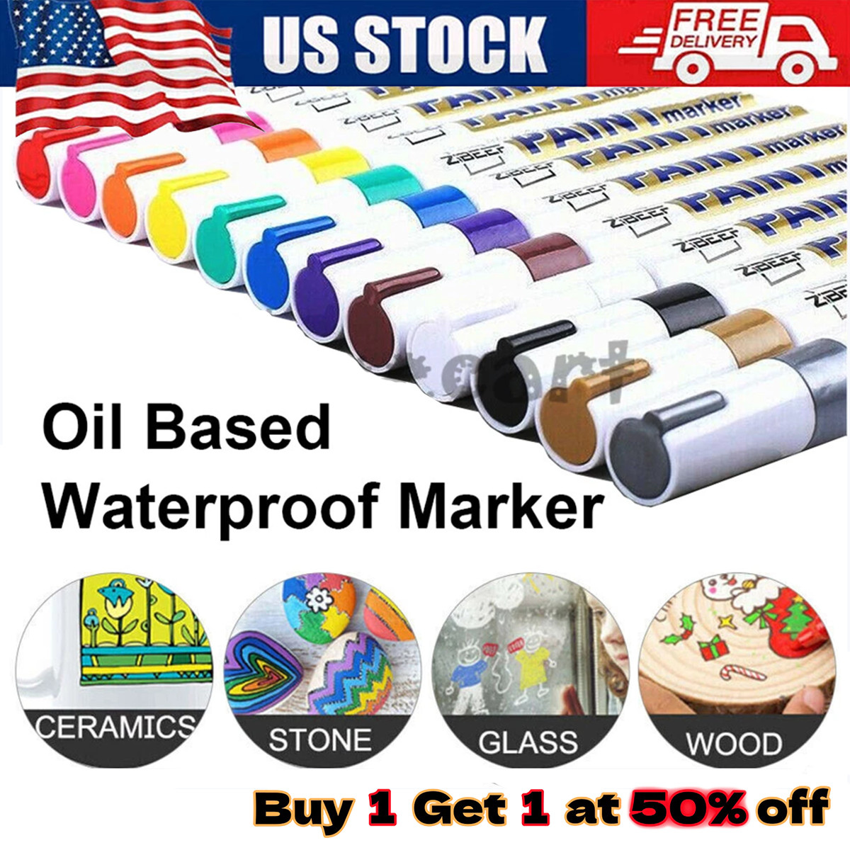 1-12 Waterproof Permanent Paint Marker Pen for Car Tyre Tire Tread Rubber Metal