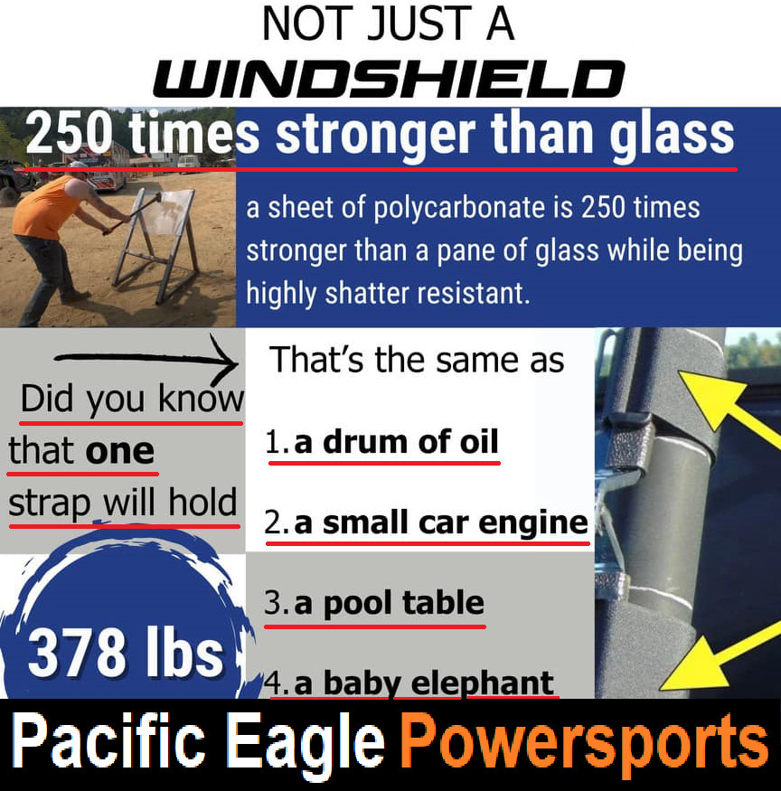 SSR Bison 400U - 200U - 200P Vented Windshield with Quick Install Straps