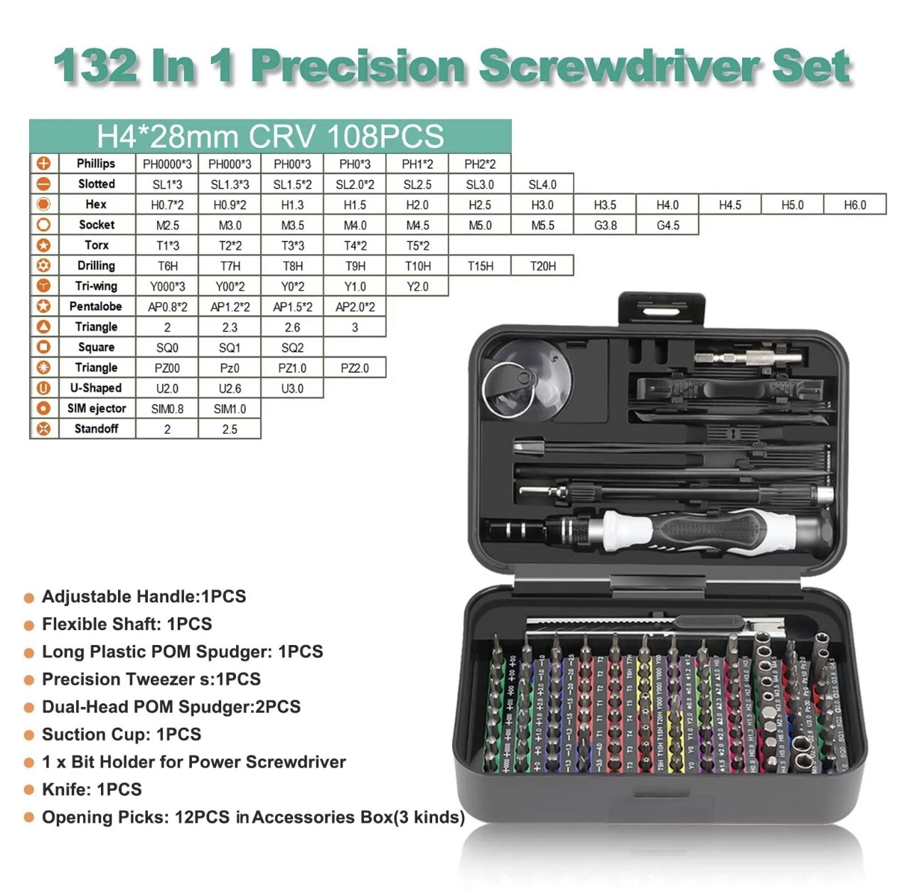Precision Screwdriver Set with 108 Bits, 132 in 1 Small Screw Driver iPhone 16