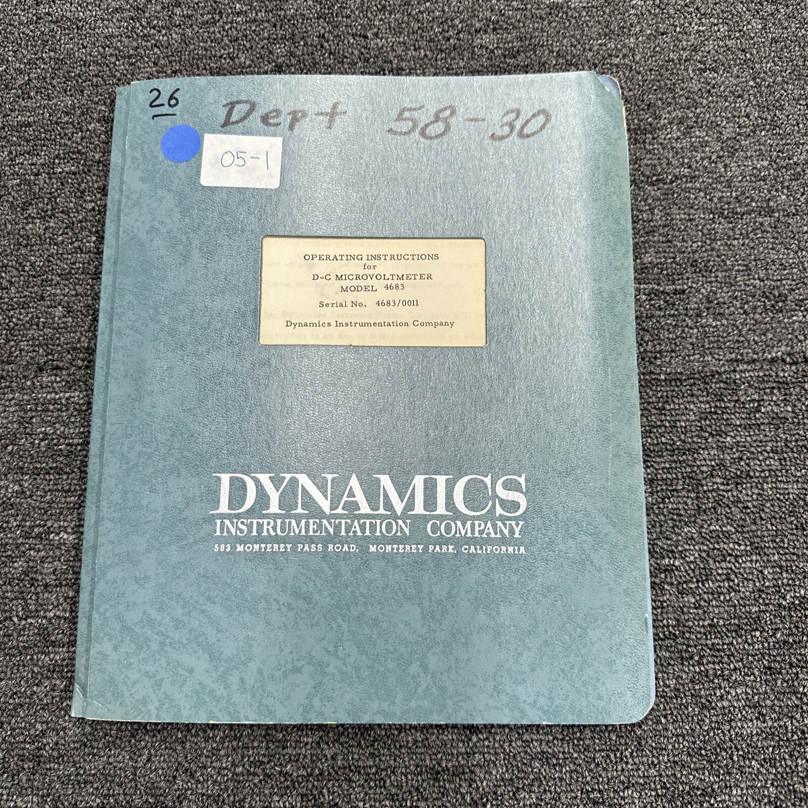 Dynamics Model 4683 D-C Microvoltmeter Operating Instructions 4683/0011