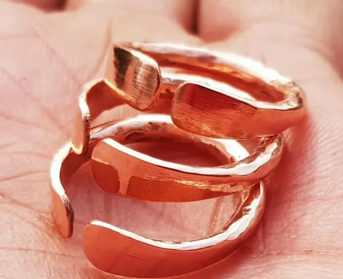 Solid Copper Minimalist Healing Handmade Unisex Ring, Stackable rings Set of 3