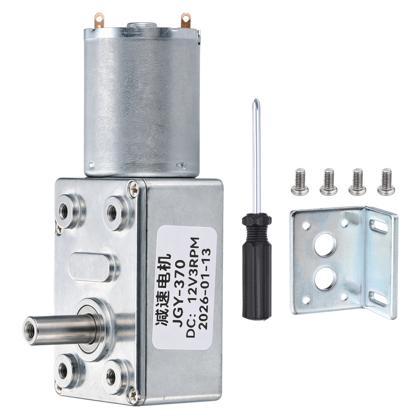 JGY-370 12V 30RPM 6mm D Shape Shaft DC Worm Gear Motor with Bracket for Ovens