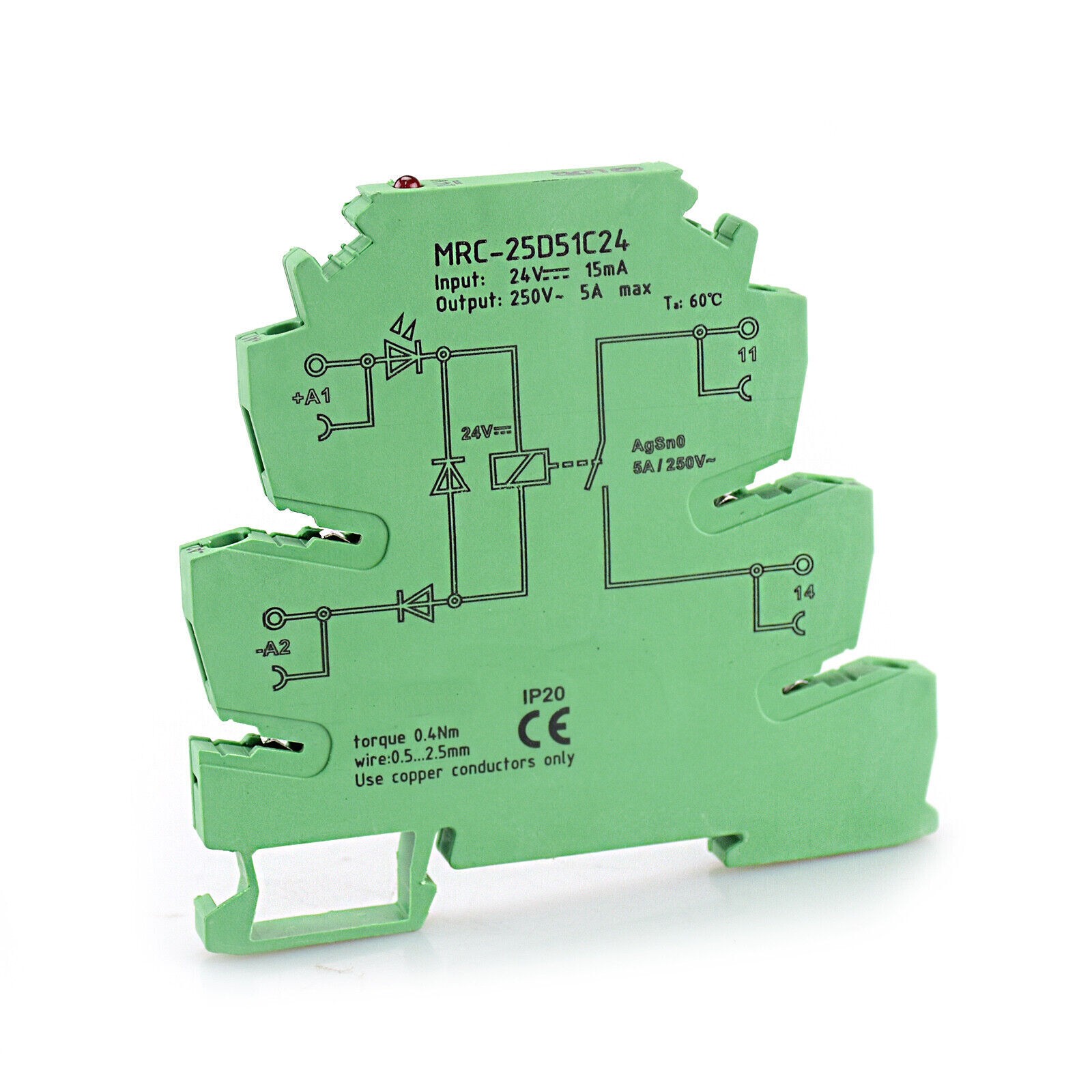Ultra-thin Intermediate Relay Module MRC-25D51C24 DC-AC 24VDC 250VAC 5A