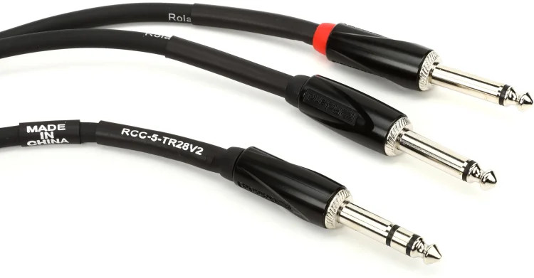 Roland RCC-5-TR28V2 Black Series 1/4" TRS Male to Dual 1/4" TS Male