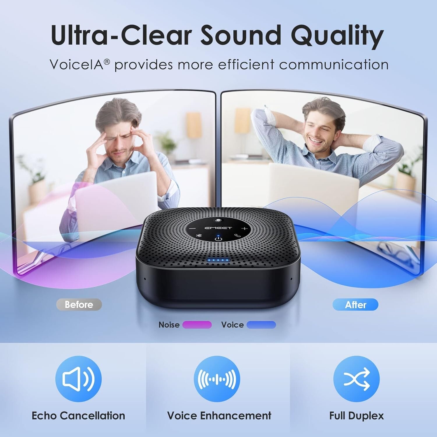 Expandable Conference Speakerphone with Daisy Chain Feature for 16 Attendees