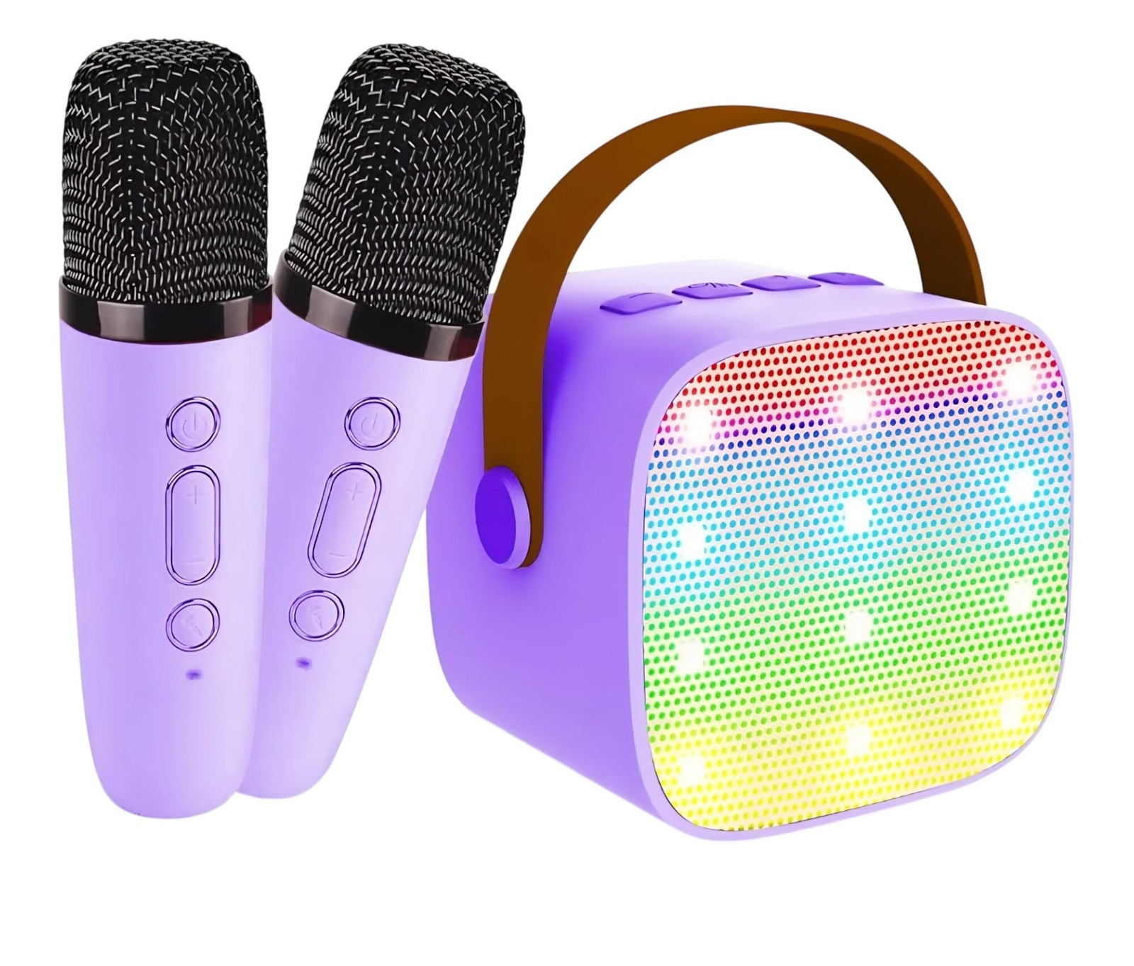 YLL Wireless Mini Karaoke Bluetooth Speaker with 2 Mics Portable RGB Lights