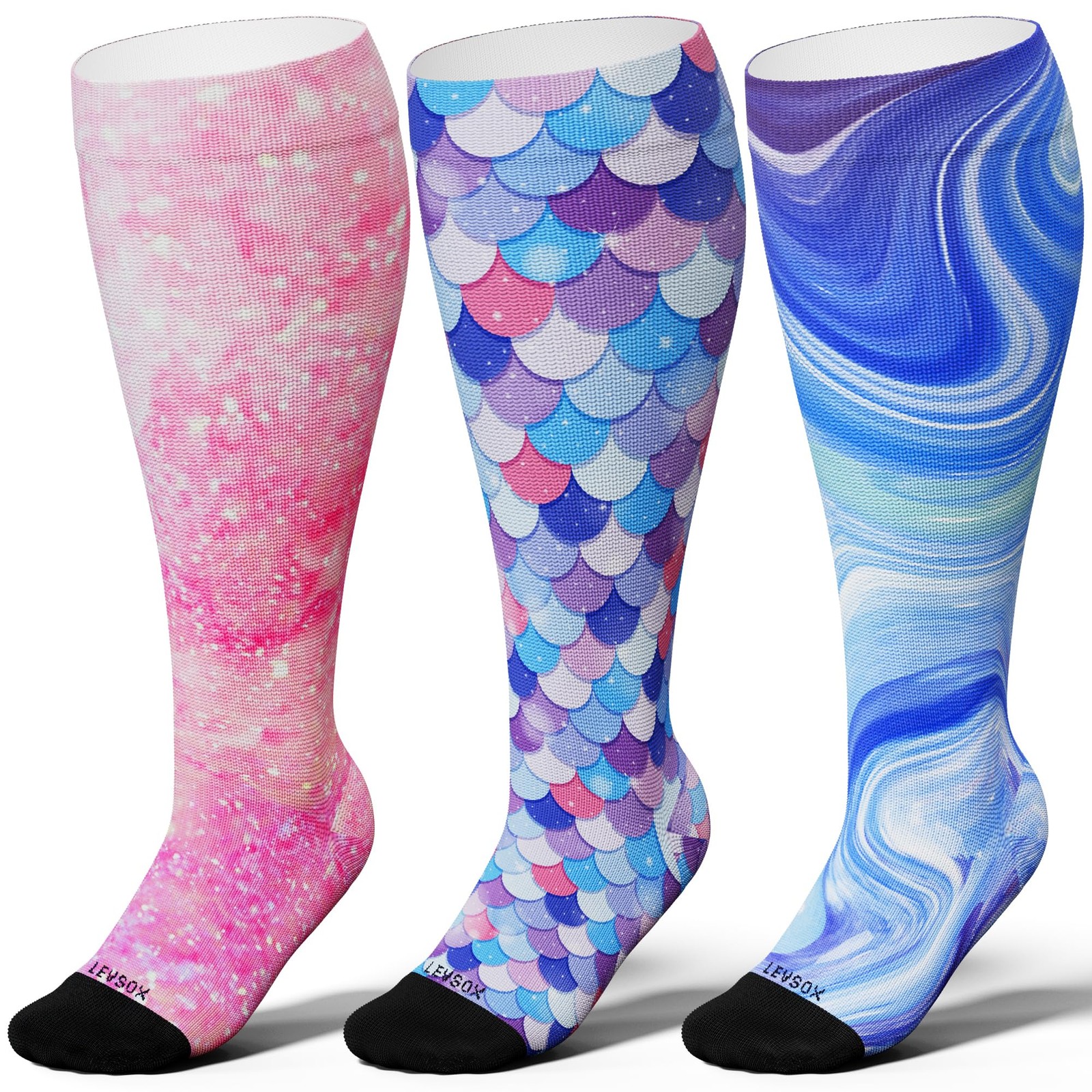 Wide Calf Compression Socks for Women Men Plus Size 15-20 mmHg Extra Large Kn...