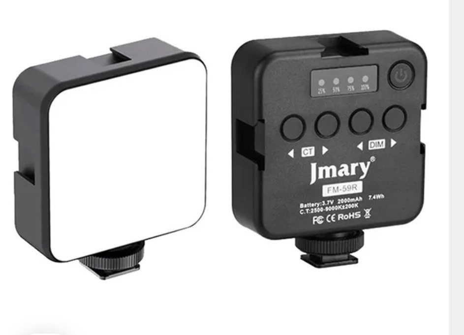 JMARY FM-59R Dimmable Video Recording Mini Fill Light with 3 Cold Shoe Mounts