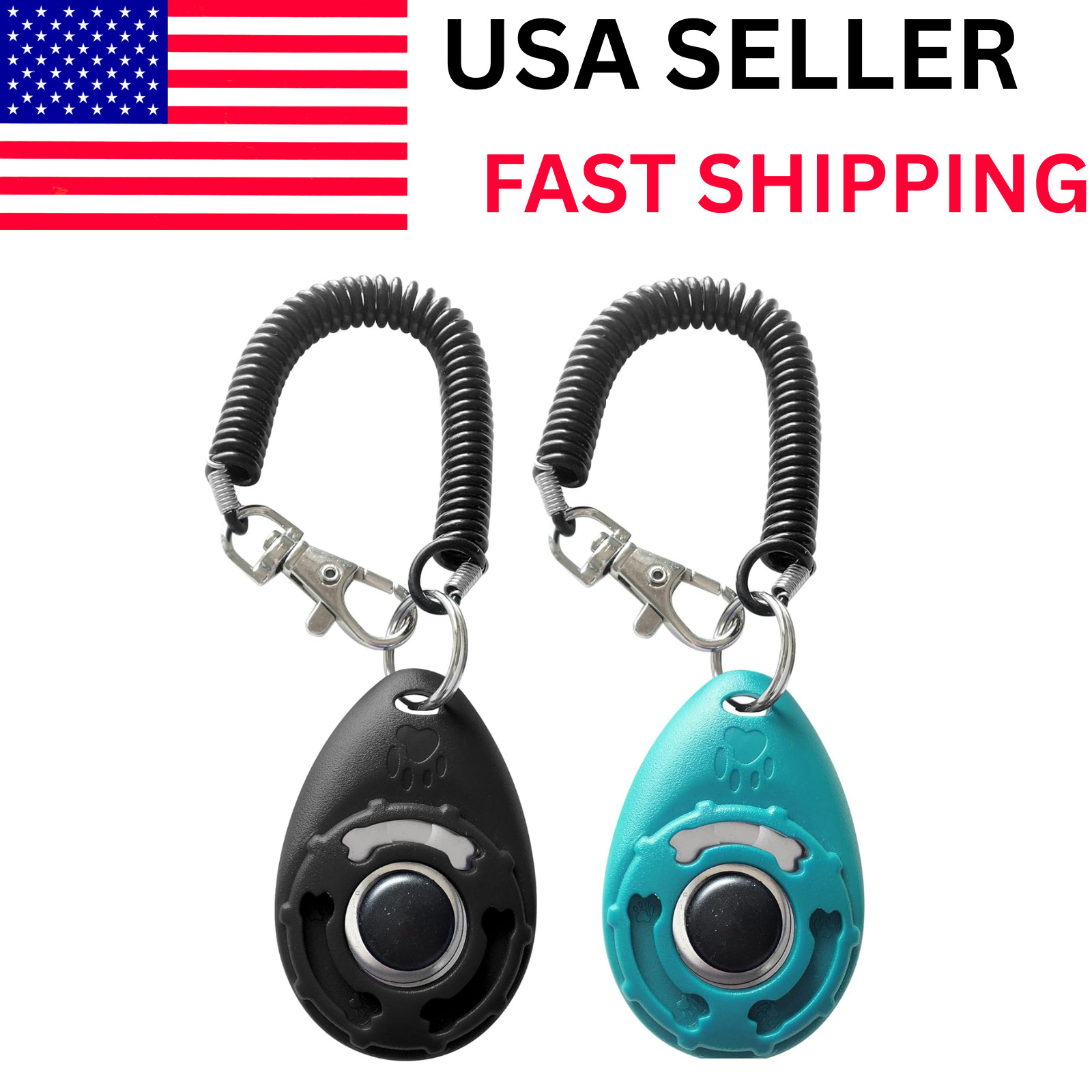 Pet Training Clicker with Wrist Strap - Dog Training Clickers (New Black + Blue)