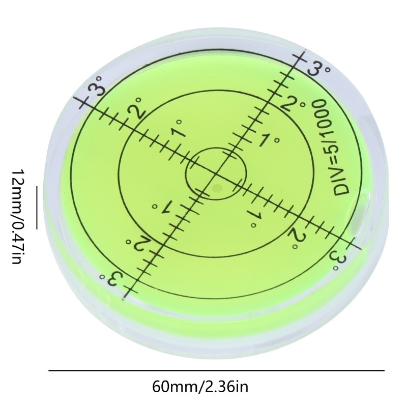 60mmx12mm PMMA Bubble Degree Mark Surface Level Round For Measuring Tool
