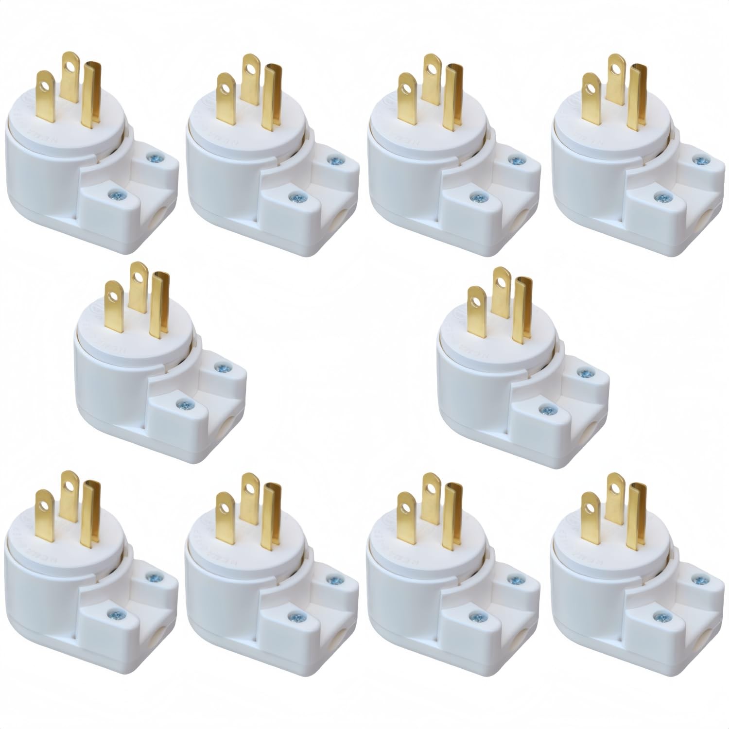 (10-Pack) ETL Listed 90 Degree USA Canada Male Plug Nema 5-15P 3 Pole Angle D...