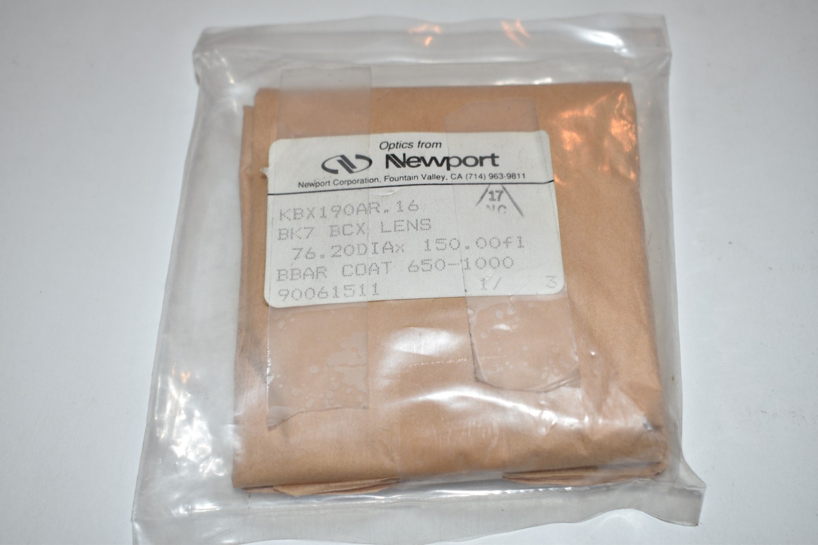 *JM* NEWPORT KBX190AR.16 BK7 BCX LENS 76.20DIAX 150.00FL BBAR COAT - NEW (CTE61)