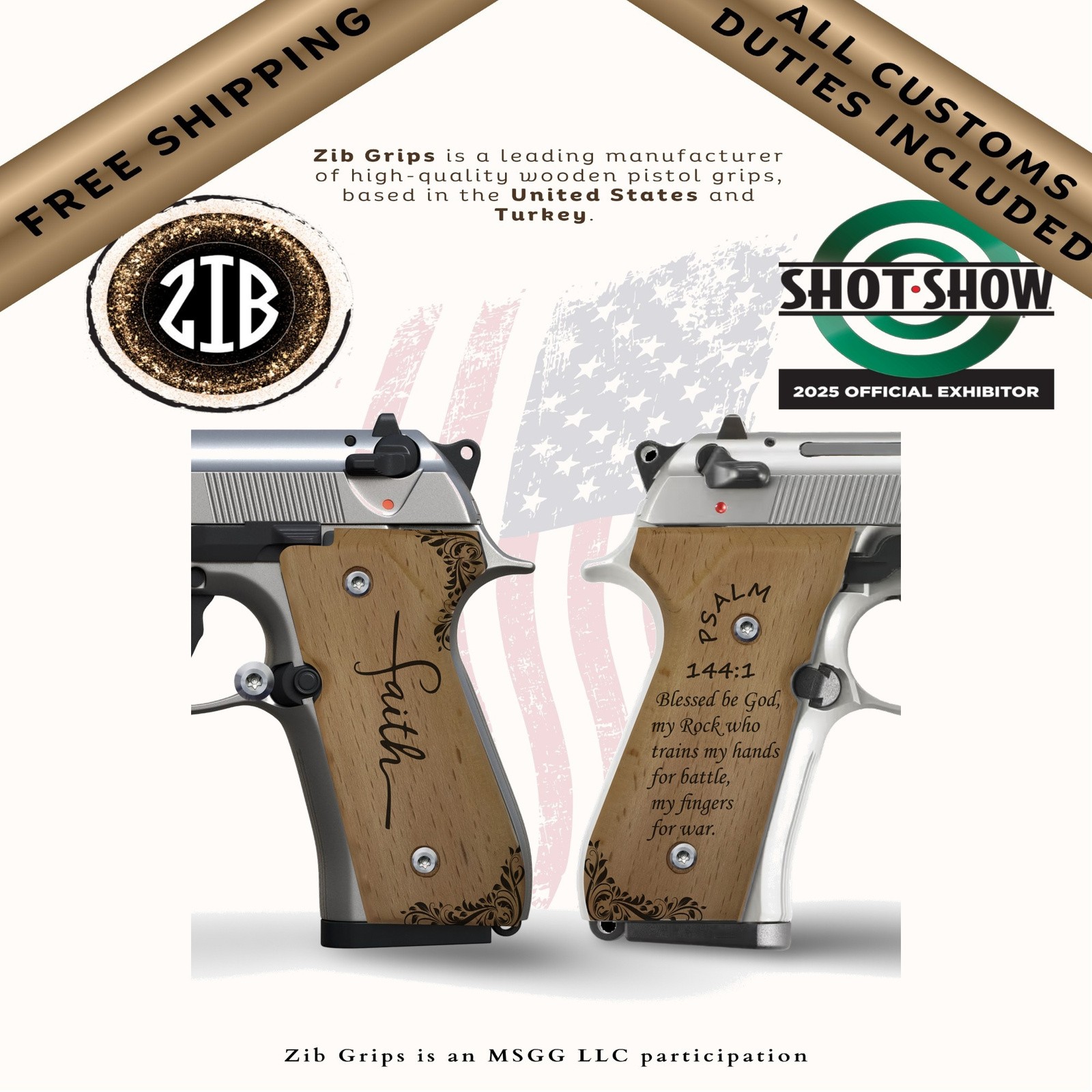 Zib Grips Wooden Series Pistol Grips Fits Beretta® F92