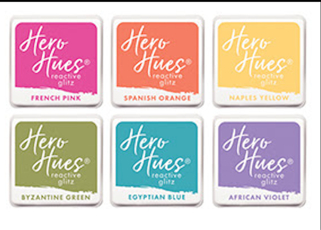 Hero Arts GLITZ REACTIVE 3"x3" Shimmer Ink Pads (ALL 6 COLORS) IN STOCK 2024