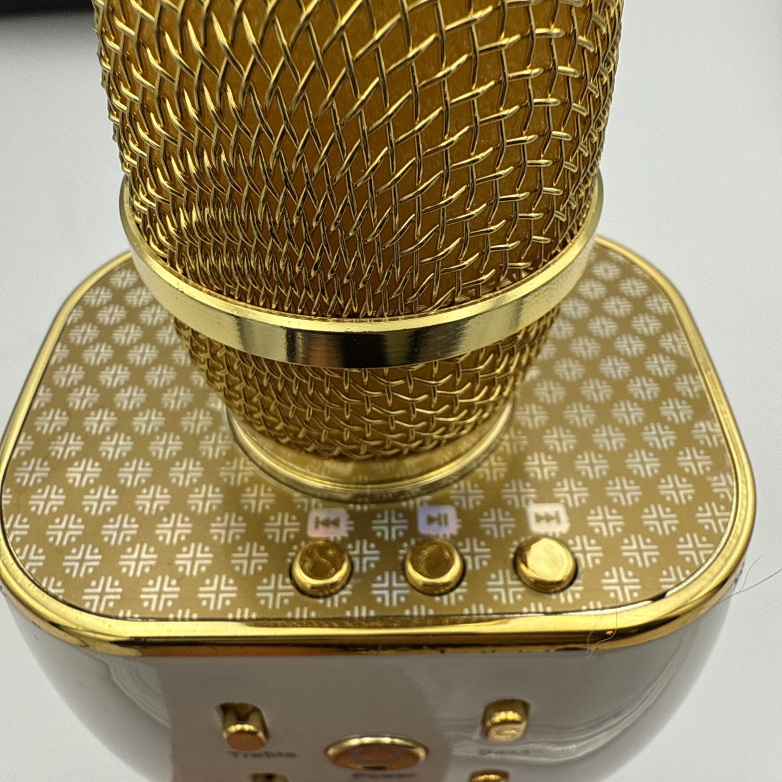 Funky Rico Karaoke Microphone Handheld Wireless Bluetooth w/Speaker Gold WORKING