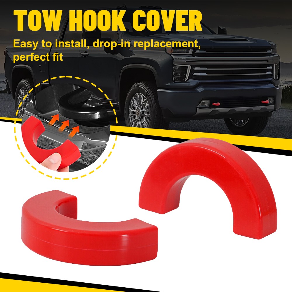 Front Bumper Tow Hook Trailer Eye Cover Cap Red For 2007-24 Chevy Silverado 1500