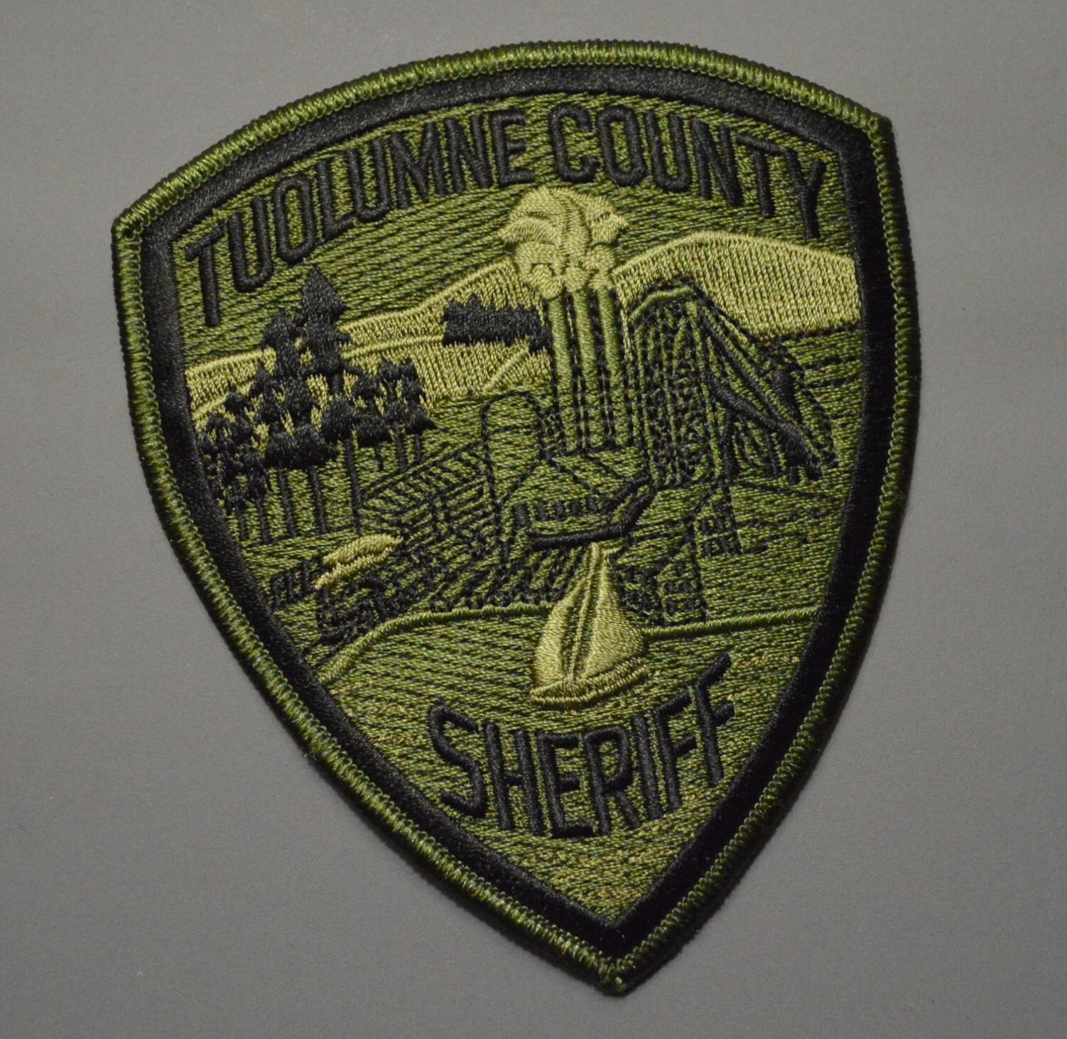 Rare Tuolumne County California Sheriff Subdued Olive Drab Patch ++ Mint CA HTF