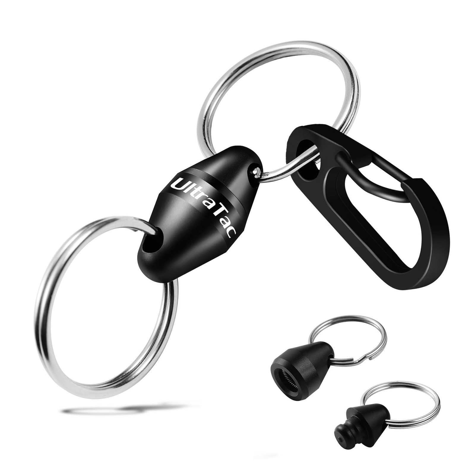 UltraTac Quick Release Keychain for Men, Secure Small, Black + Carabiner