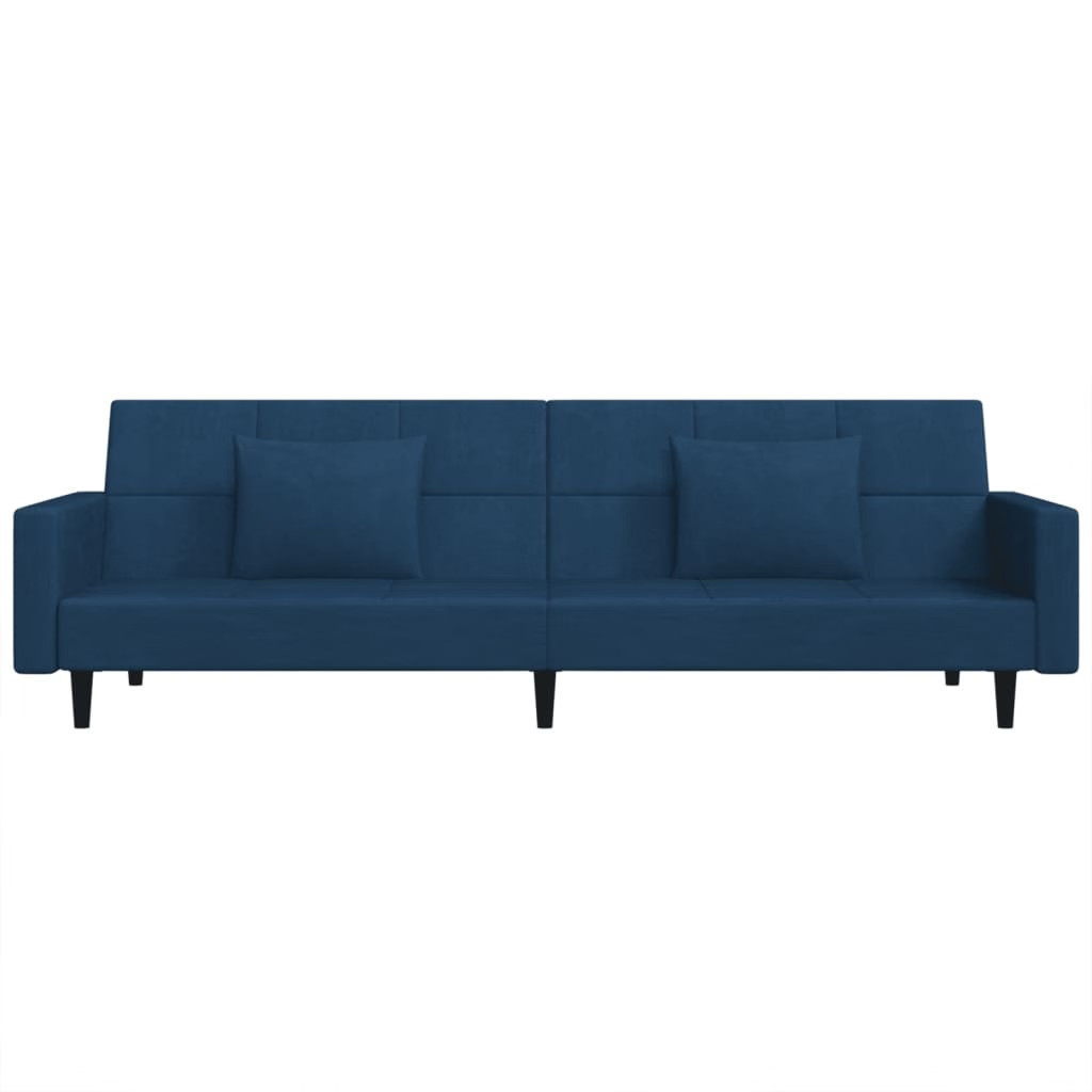 Sofa Bed Blue Velvet, Foam, Wood, Plastic Standard