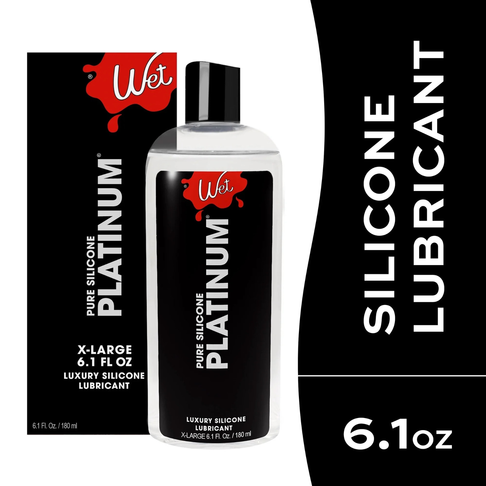 Wet Platinum Pure Silicone-Based Personal Lubricant, Long-Lasting Lube, 6.1 fl