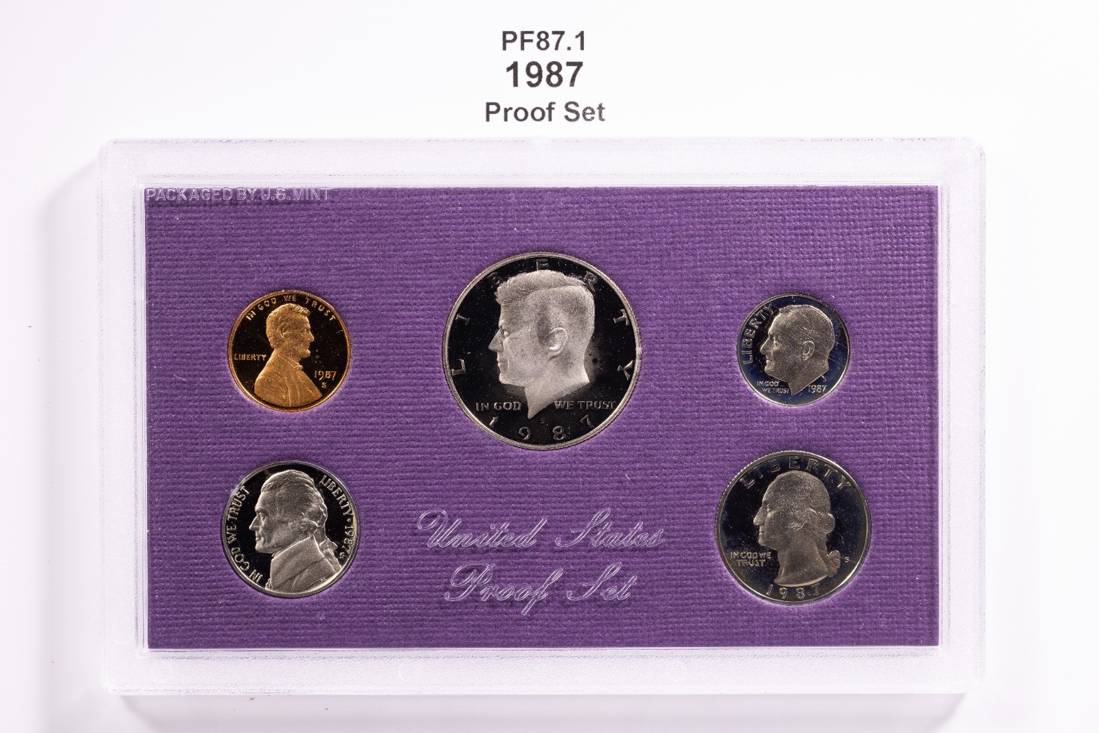1987-S United States Mint Proof Set 5 Coins OGP Envelope & Specs