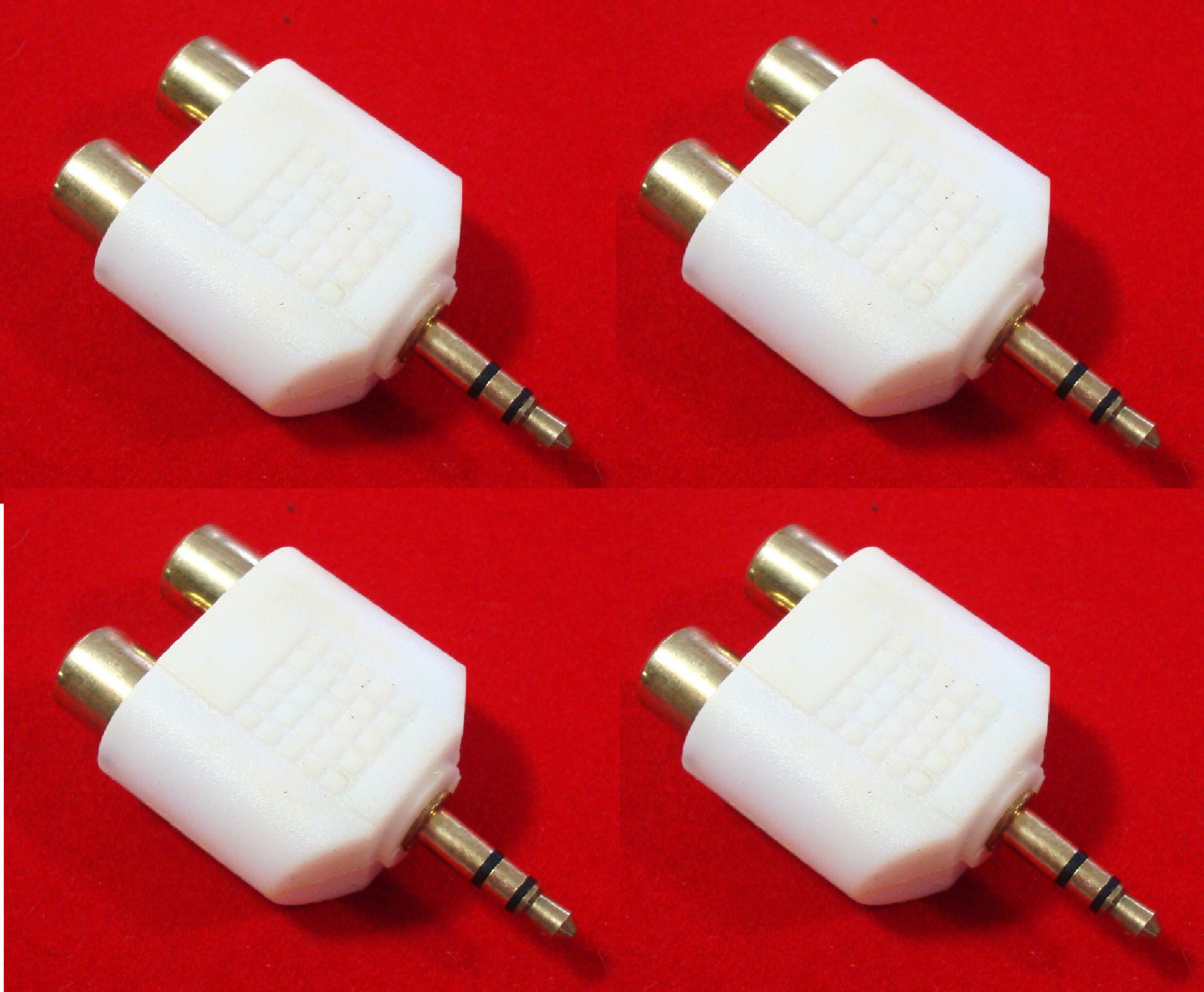 4X 3.5MM 1/8" Stereo Male to (2) RCA Female Jacks Audio Y Splitter Adapter VWLTW